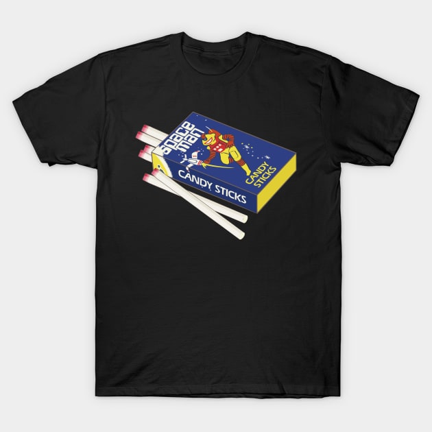 Spaceman Candy Sticks Digital Illustration T-Shirt by 4amStudio